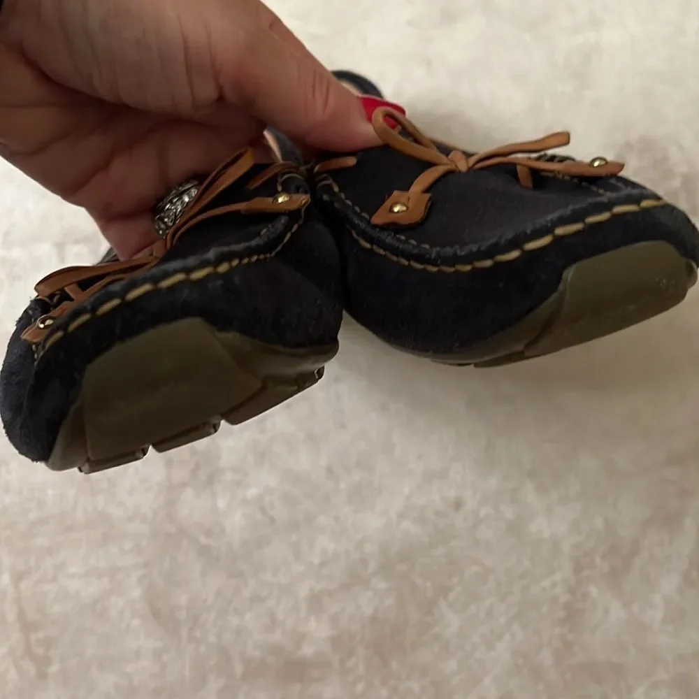 Clark’s Artisan Sz 9 Navy Suede Leather Rubber Sole Loafers EUC - Picture 8 of 10